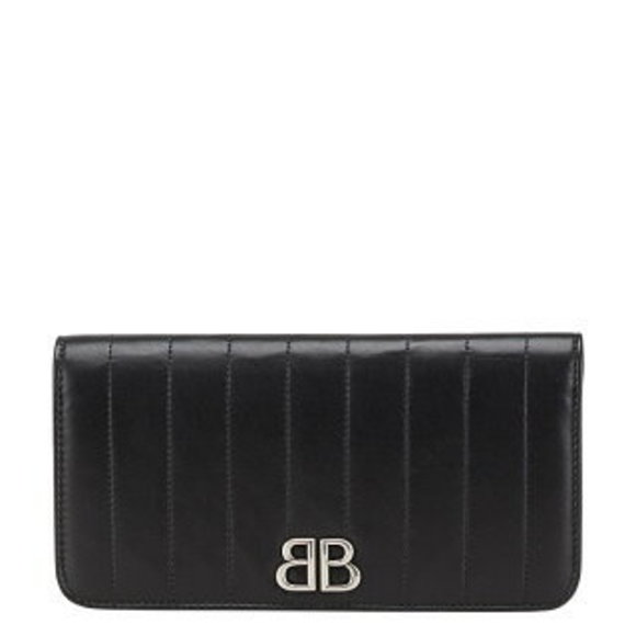 BALENCIAGA Monaco Long Wallet Black Leather - Picture 1 of 8